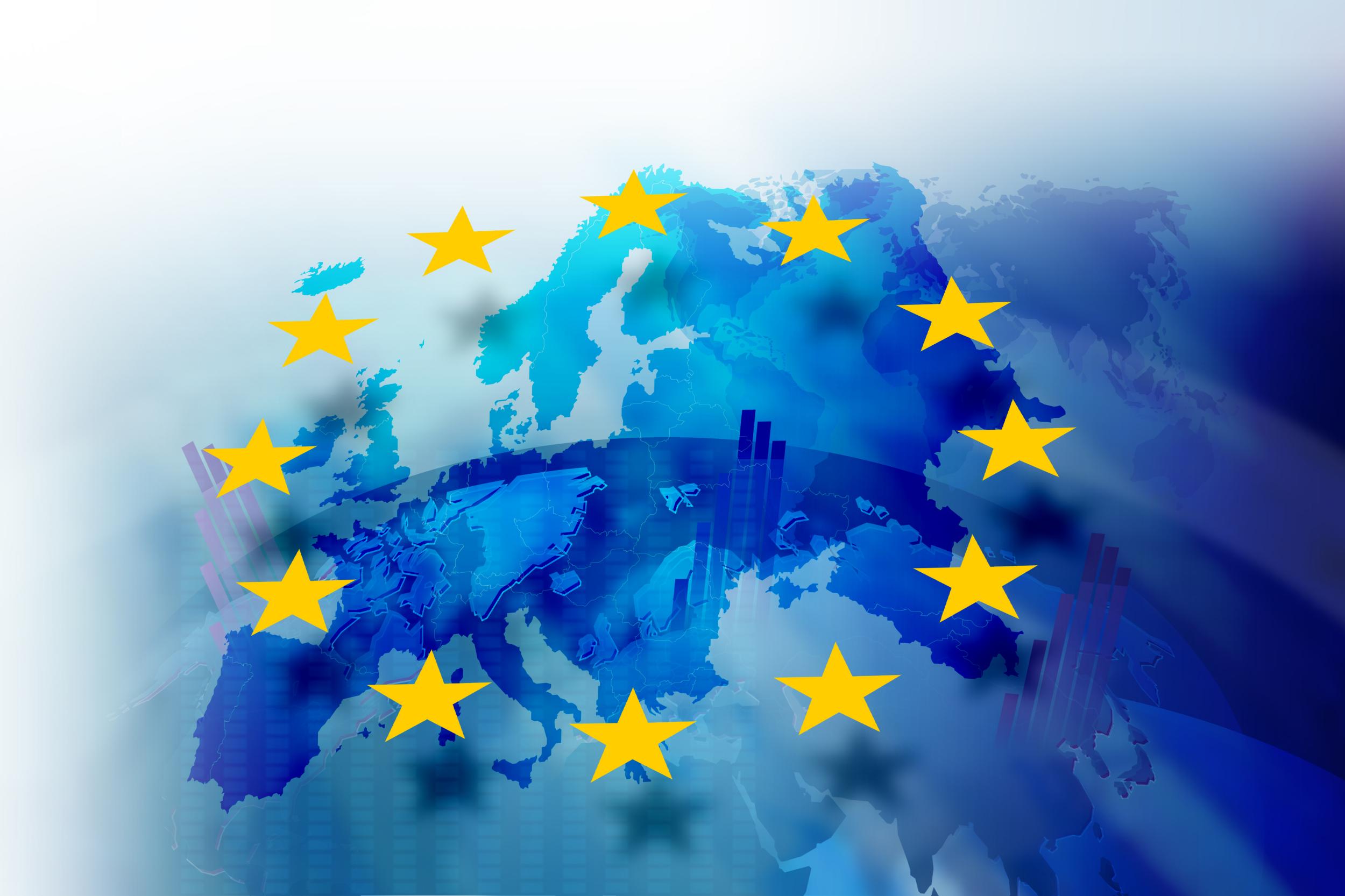 Mapa de Europa y el logo de la UE