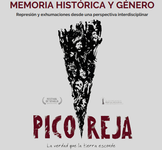 cartel jornada memoria histórica pico reja, incluye logotipo del evento cuya imagen simula una fosa común en forma de pico